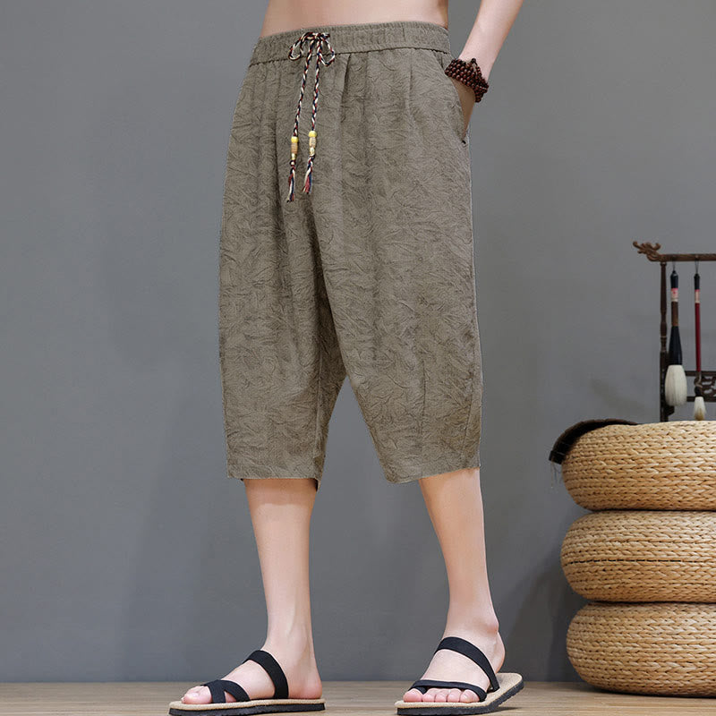 Buddha Stones Pantalones cortos de verano informales estilo boho con cordón ajustable y estampado abstracto para hombre, con bolsillo. - image 1
