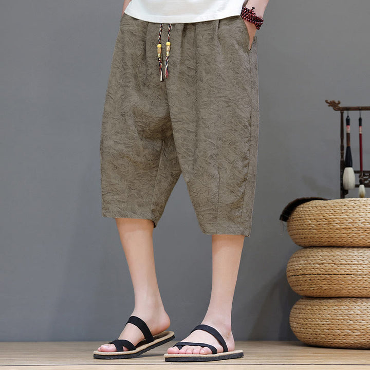 Buddha Stones Pantalones cortos de verano informales estilo boho con cordón ajustable y estampado abstracto para hombre, con bolsillo. - image 2