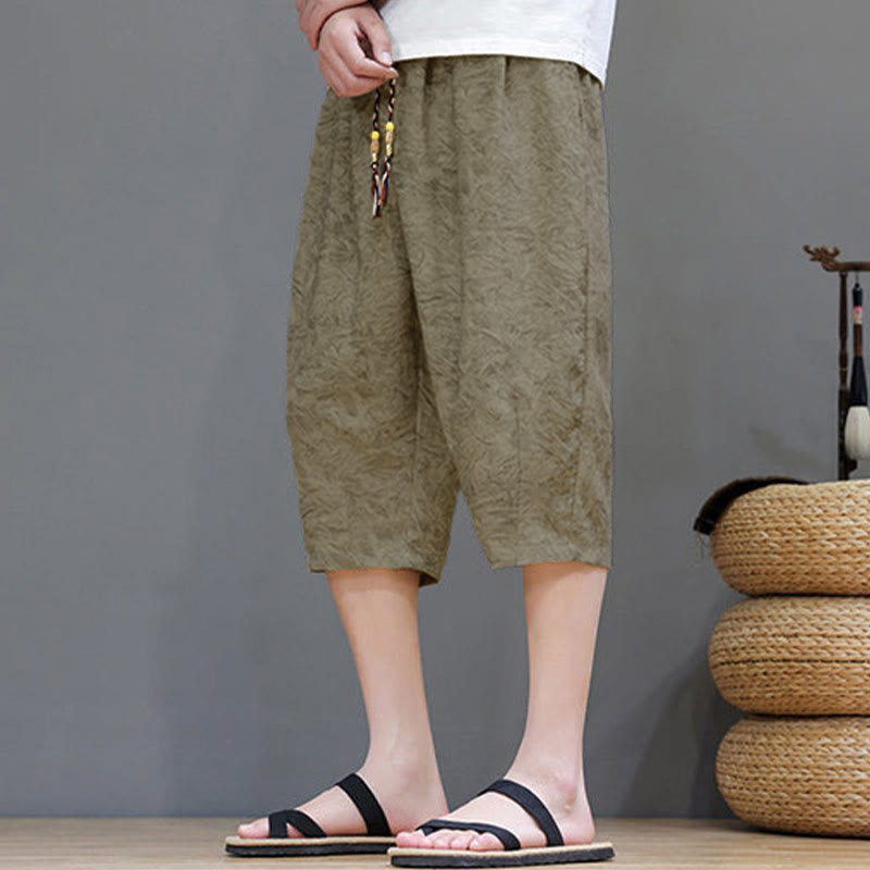 Buddha Stones Pantalones cortos de verano informales estilo boho con cordón ajustable y estampado abstracto para hombre, con bolsillo. - image 6