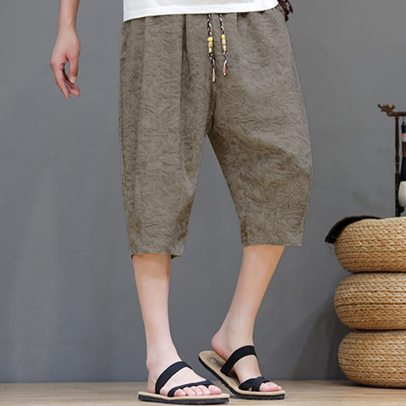 Buddha Stones Pantalones cortos de verano informales estilo boho con cordón ajustable y estampado abstracto para hombre, con bolsillo. - image 5