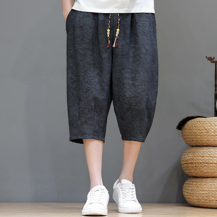 Buddha Stones Pantalones cortos de verano informales estilo boho con cordón ajustable y estampado abstracto para hombre, con bolsillo. - Negro - US/UK/AU48, EU58 (6XL) - image 8