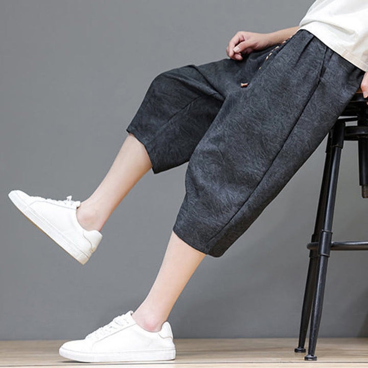 Buddha Stones Pantalones cortos de verano informales estilo boho con cordón ajustable y estampado abstracto para hombre, con bolsillo. - image 12