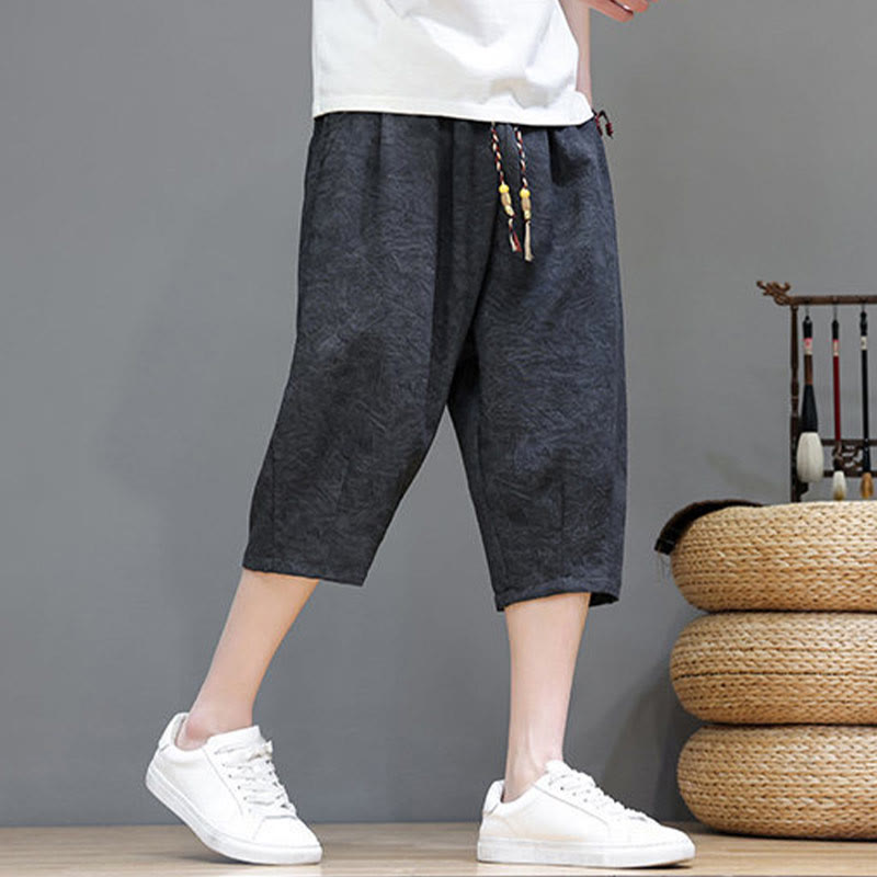 Buddha Stones Pantalones cortos de verano informales estilo boho con cordón ajustable y estampado abstracto para hombre, con bolsillo. - image 9