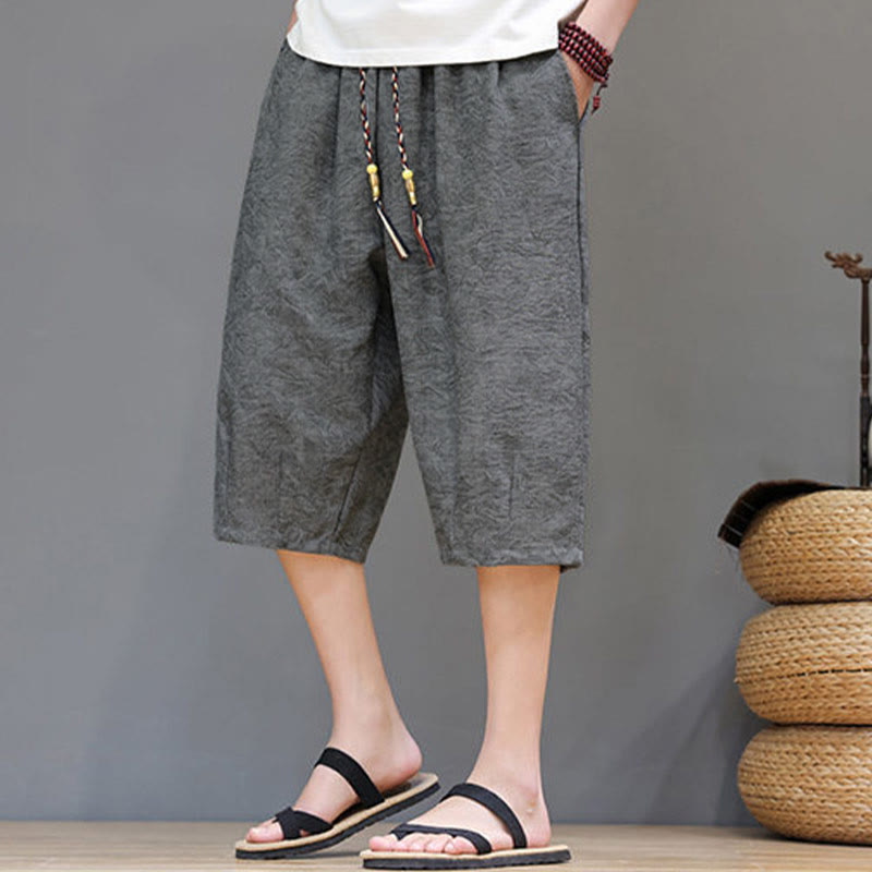 Buddha Stones Pantalones cortos de verano informales estilo boho con cordón ajustable y estampado abstracto para hombre, con bolsillo. - image 14