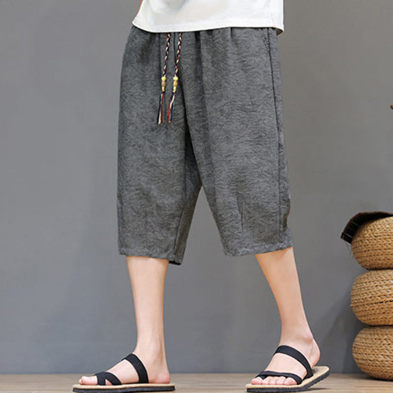 Buddha Stones Pantalones cortos de verano informales estilo boho con cordón ajustable y estampado abstracto para hombre, con bolsillo. - image 18