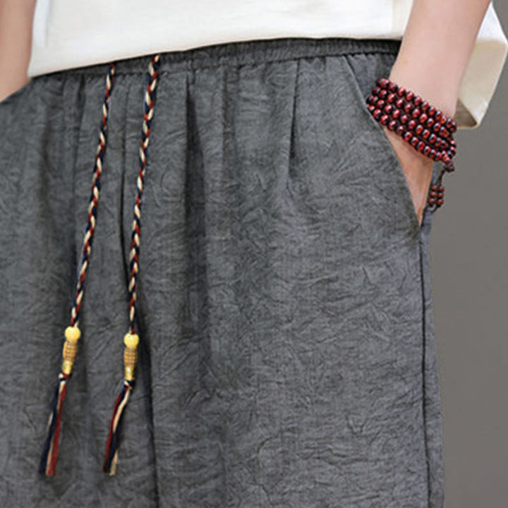 Buddha Stones Pantalones cortos de verano informales estilo boho con cordón ajustable y estampado abstracto para hombre, con bolsillo. - image 21