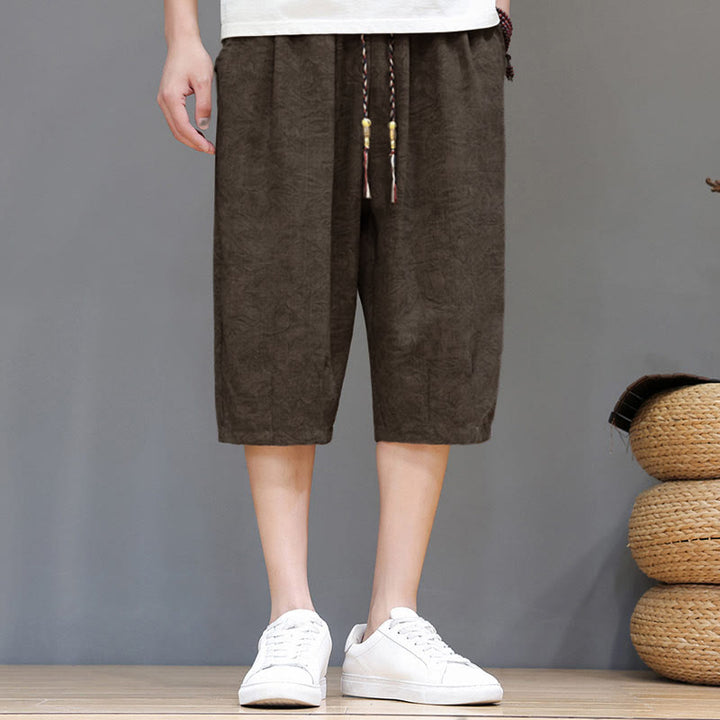 Buddha Stones Pantalones cortos de verano informales estilo boho con cordón ajustable y estampado abstracto para hombre, con bolsillo. - Tierra de siena - US/UK/AU48, EU58 (6XL) - image 24