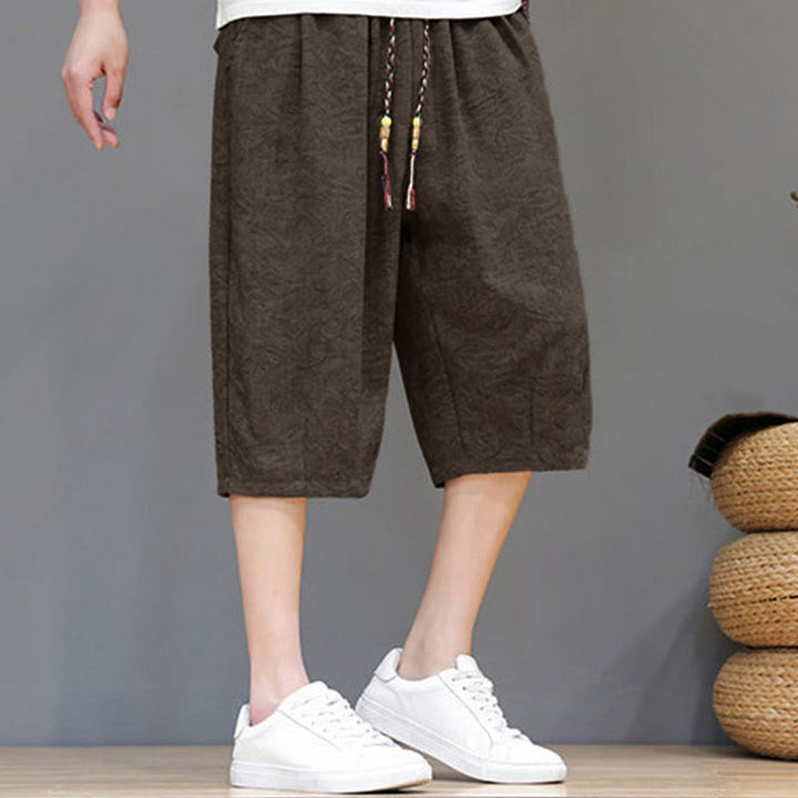 Buddha Stones Pantalones cortos de verano informales estilo boho con cordón ajustable y estampado abstracto para hombre, con bolsillo. - image 29