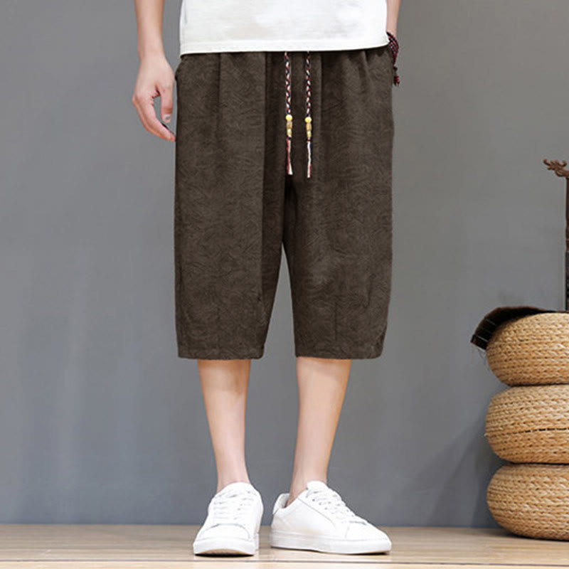 Buddha Stones Pantalones cortos de verano informales estilo boho con cordón ajustable y estampado abstracto para hombre, con bolsillo. - image 31