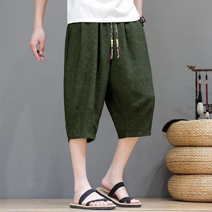 Buddha Stones Pantalones cortos de verano informales estilo boho con cordón ajustable y estampado abstracto para hombre, con bolsillo. - image 37