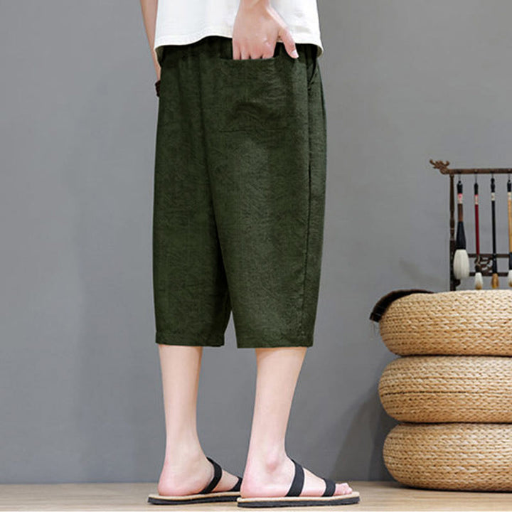 Buddha Stones Pantalones cortos de verano informales estilo boho con cordón ajustable y estampado abstracto para hombre, con bolsillo. - image 35