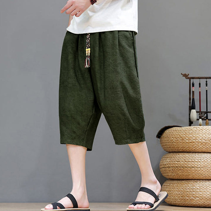 Buddha Stones Pantalones cortos de verano informales estilo boho con cordón ajustable y estampado abstracto para hombre, con bolsillo. - image 36