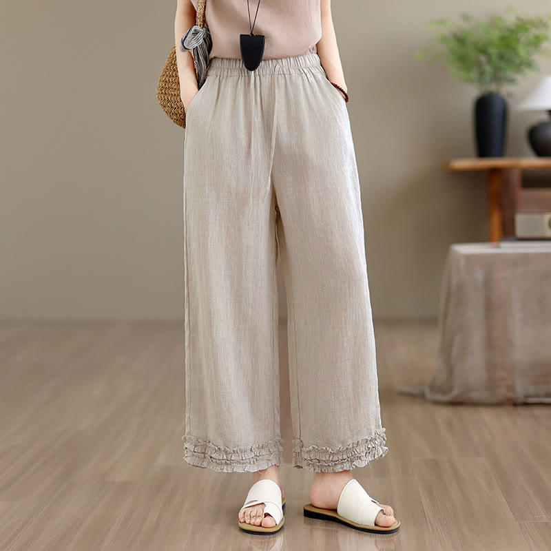 Buddha Stones Pantalones cortos casuales de verano con cordón ajustable, color liso, estilo harem para mujer, con bolsillo. - image 1