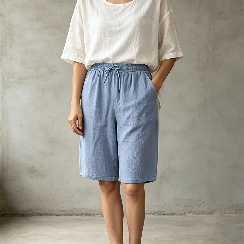 Pantalones cortos tipo bermudas informales de verano con cordón ajustable y estampado de Buddha Stones, para mujer, de pierna recta y con bolsillos. - image 17