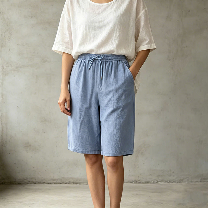 Pantalones cortos tipo bermudas informales de verano con cordón ajustable y estampado de Buddha Stones, para mujer, de pierna recta y con bolsillos. - image 17