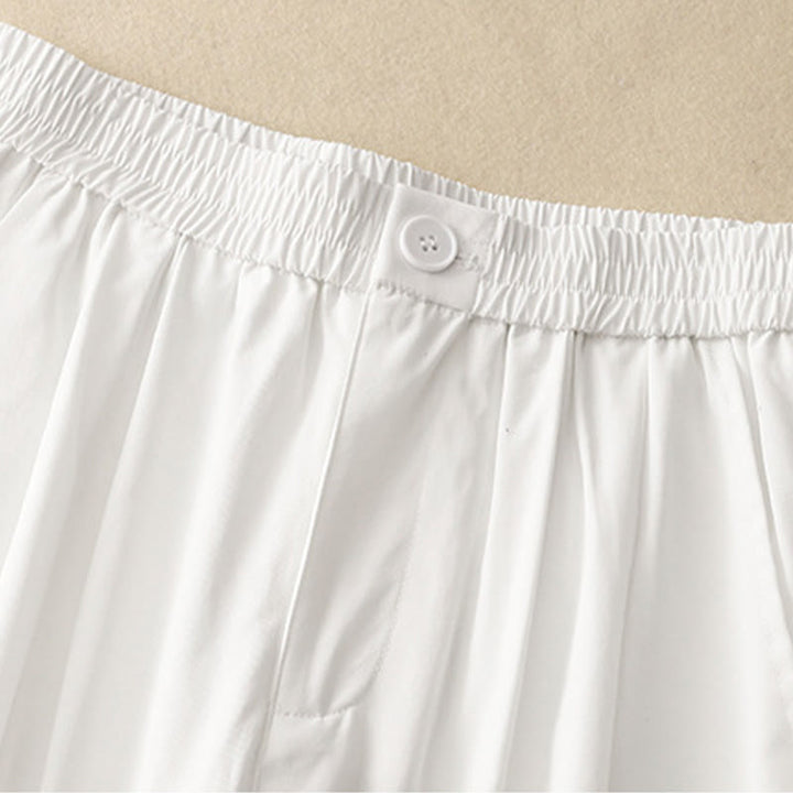 Buddha Stones Pantalones cortos de verano elegantes con botones, cremallera, diseño liso, volantes en el bajo, estilo harem para mujer con bolsillo. - image 20