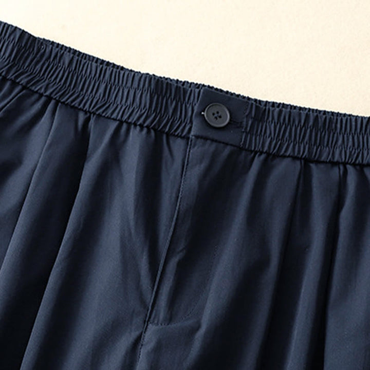 Buddha Stones Pantalones cortos de verano elegantes con botones, cremallera, diseño liso, volantes en el bajo, estilo harem para mujer con bolsillo. - image 16