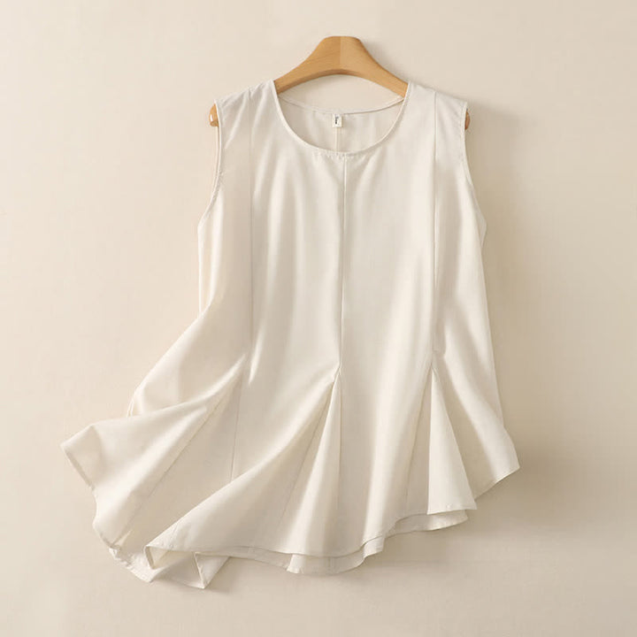 Buddha Stones Camiseta sin mangas básica minimalista de verano con cuello redondo para mujer. - Beige - US8-10, UK/AU12-14, EU40-42 (2XL) - image 5