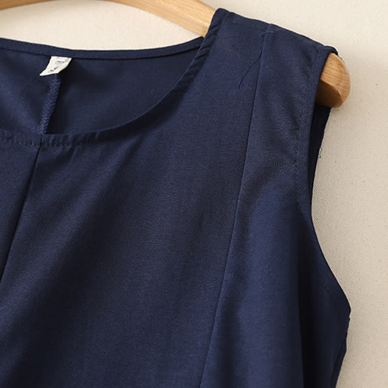 Buddha Stones Camiseta sin mangas básica minimalista de verano con cuello redondo para mujer. - image 2