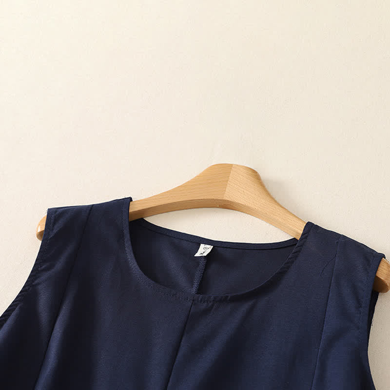 Buddha Stones Camiseta sin mangas básica minimalista de verano con cuello redondo para mujer. - image 1