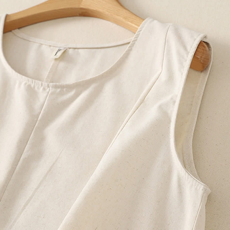 Buddha Stones Camiseta sin mangas básica minimalista de verano con cuello redondo para mujer. - image 9