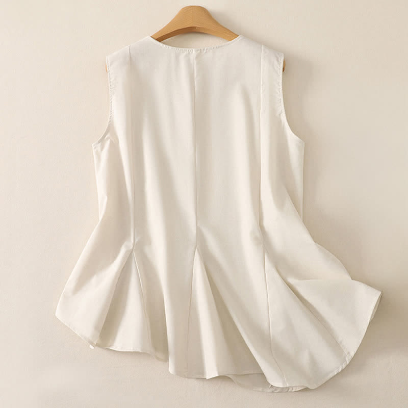 Buddha Stones Camiseta sin mangas básica minimalista de verano con cuello redondo para mujer. - image 6