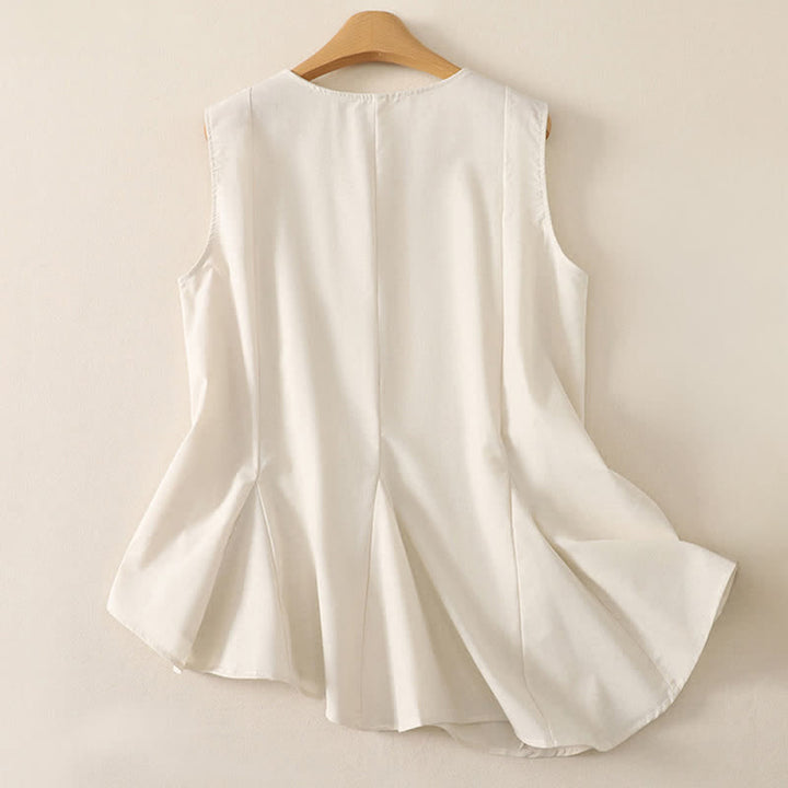 Buddha Stones Camiseta sin mangas básica minimalista de verano con cuello redondo para mujer. - image 6