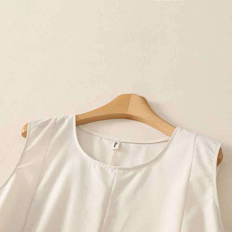 Buddha Stones Camiseta sin mangas básica minimalista de verano con cuello redondo para mujer. - image 7