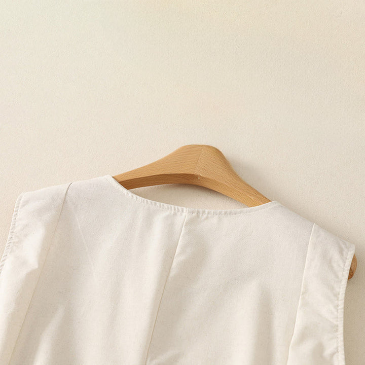 Buddha Stones Camiseta sin mangas básica minimalista de verano con cuello redondo para mujer. - image 8