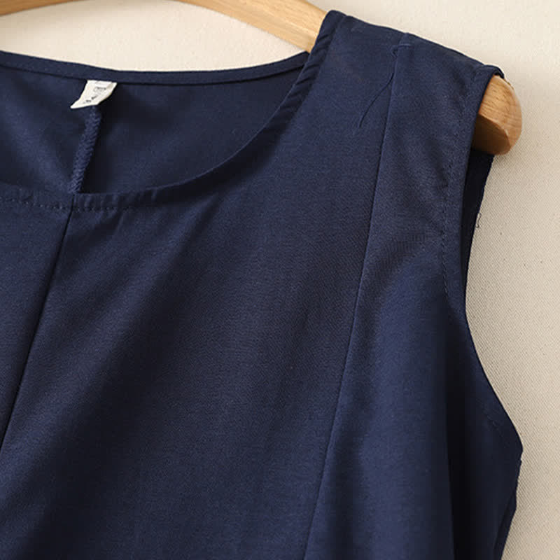 Buddha Stones Camiseta sin mangas básica minimalista de verano con cuello redondo para mujer. - image 3