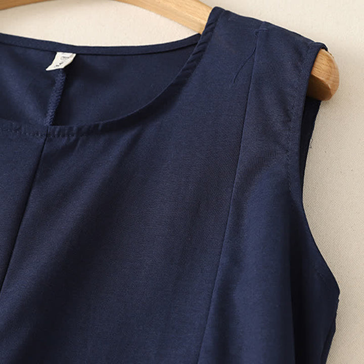 Buddha Stones Camiseta sin mangas básica minimalista de verano con cuello redondo para mujer. - image 3