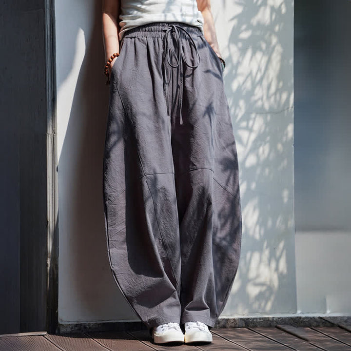 Buddha Stones Pantalones cortos de algodón liso con cordón ajustable para hombre, estilo harem, con bolsillo. - image 8