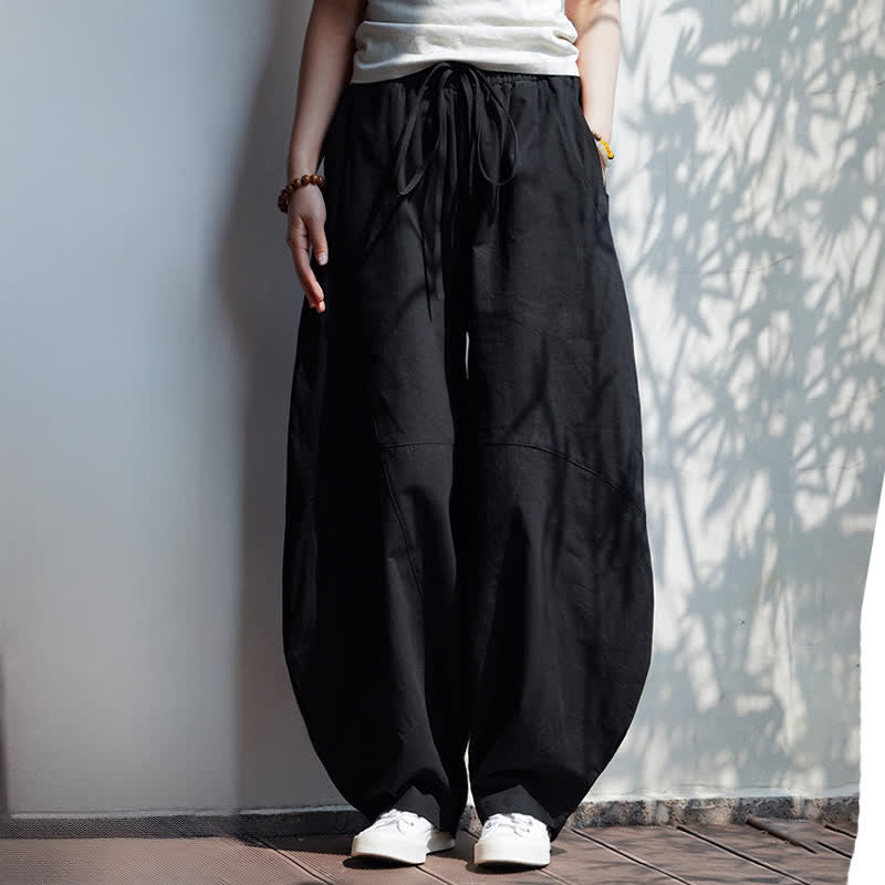 Buddha Stones Pantalones cortos de algodón liso con cordón ajustable para hombre, estilo harem, con bolsillo. - image 15