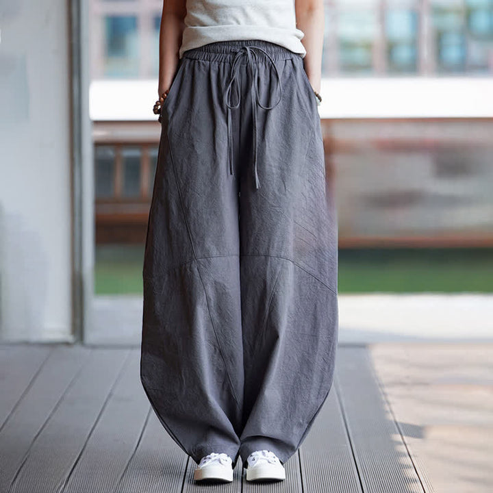 Buddha Stones Pantalones cortos de algodón liso con cordón ajustable para hombre, estilo harem, con bolsillo. - image 6