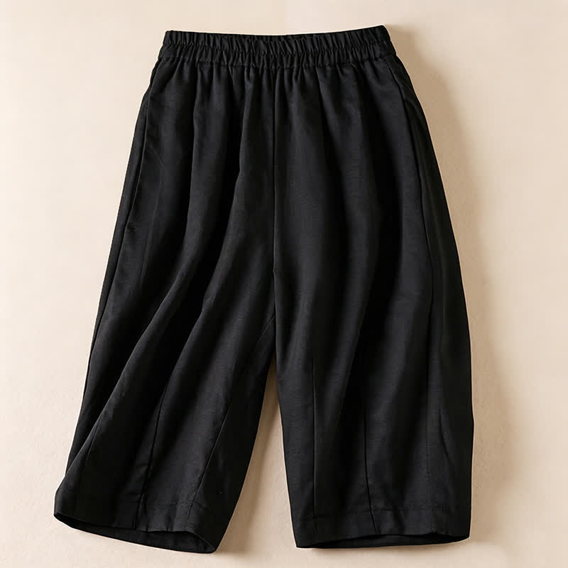 Buddha Stones Bermudas minimalistas informales de verano para mujer con bolsillos. - Negro - US12, UK/AU16, EU44 (3XL) - image 6