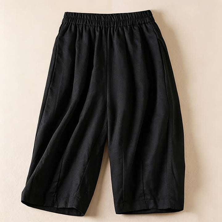 Buddha Stones Bermudas minimalistas informales de verano para mujer con bolsillos. - Negro - US12, UK/AU16, EU44 (3XL) - image 6