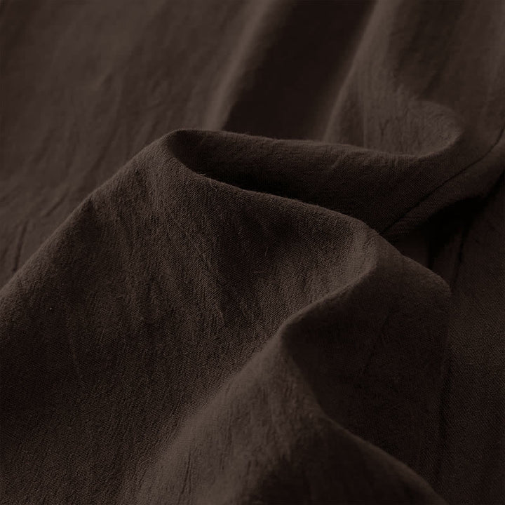 Buddha Stones Pantalones de mujer de algodón y lino con cintura elástica y bolsillos, con ribete de contraste minimalista. - image 17
