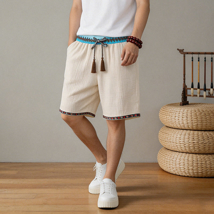 Bermudas geométricas de verano estilo bohemio con cordón ajustable y estampado de Buddha Stones para hombre, con bolsillos. - image 2