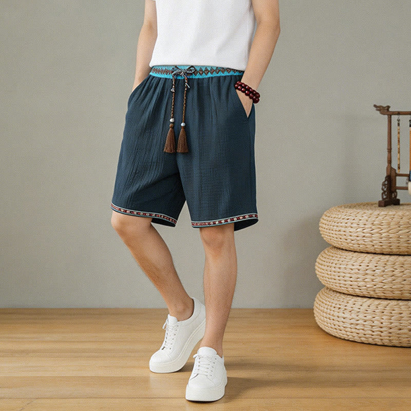 Bermudas geométricas de verano estilo bohemio con cordón ajustable y estampado de Buddha Stones para hombre, con bolsillos. - image 9