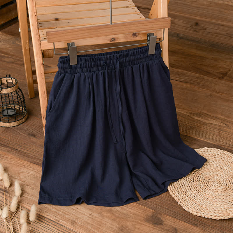 Buddha Stones Pantalones cortos de verano informales minimalistas con cordón ajustable para hombre, color liso y bolsillo. - Azul medianoche - US/UK/AU42, EU52 (3XL) - image 0