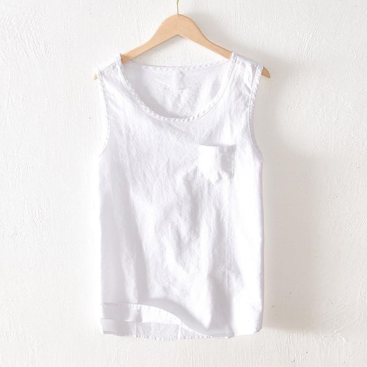 Buddha Stones Camiseta sin mangas minimalista de verano para hombre con bolsillo de parche. - Blanco - US/UK/AU42, EU52 (3XL) - image 8