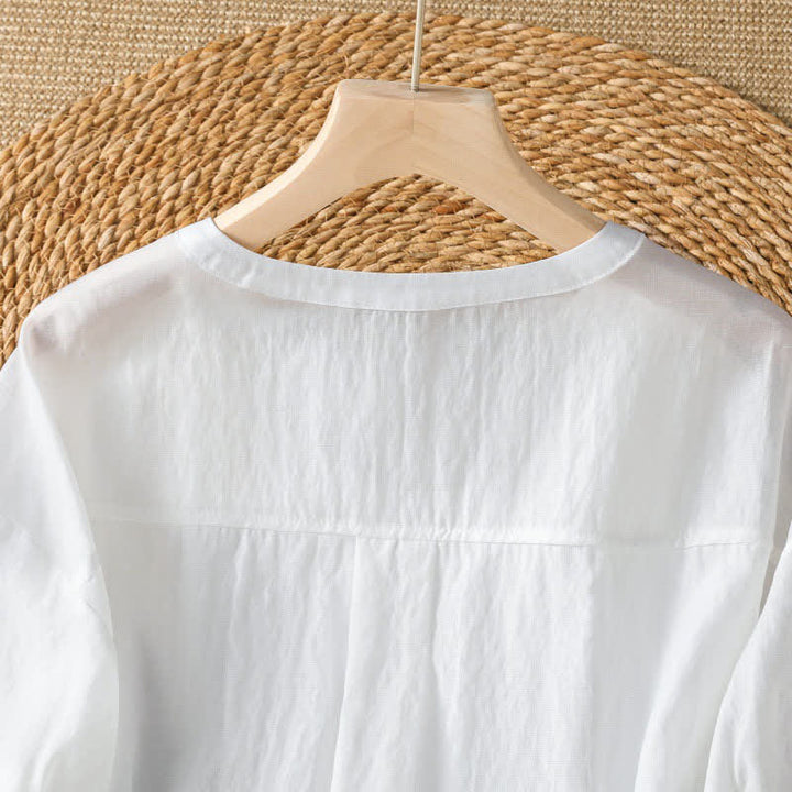 Buddha Stones Camisetas de manga corta para mujer, estilo casual de verano, sencillas, lisas, con cuello en V. - image 6