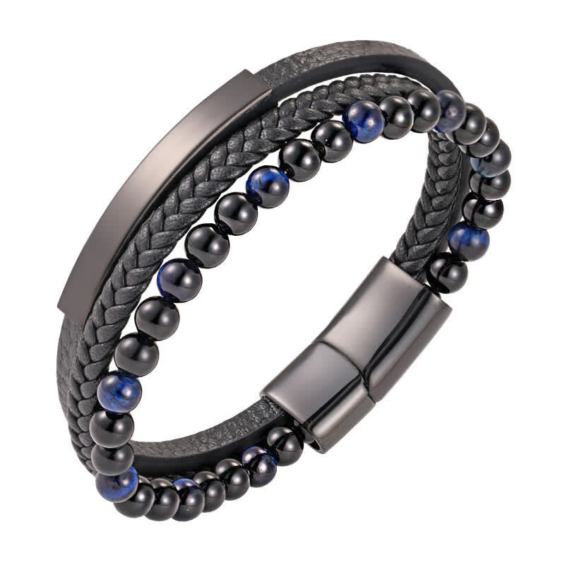 Buddha Stones Pulsera multicapa de cuero trenzado con diseño de ojo de tigre para mayor resistencia - Estilo lapislázuli - image 15