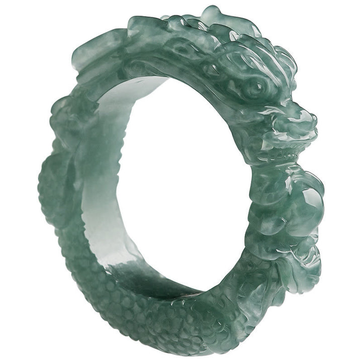 Anillo de éxito con dragón de jade natural de Buddha Stones - image 10