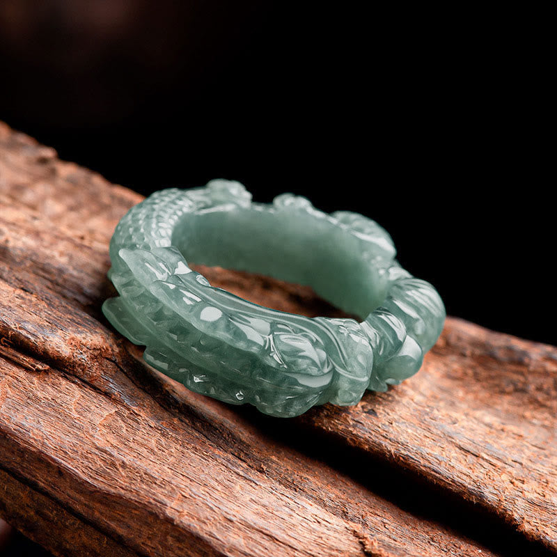 Anillo de éxito con dragón de jade natural de Buddha Stones - image 1
