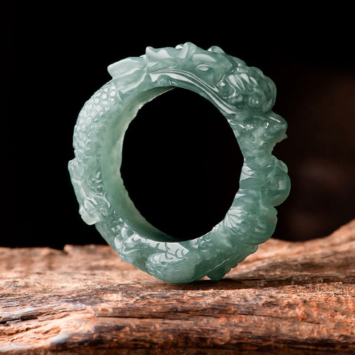 Anillo de éxito con dragón de jade natural de Buddha Stones - image 8