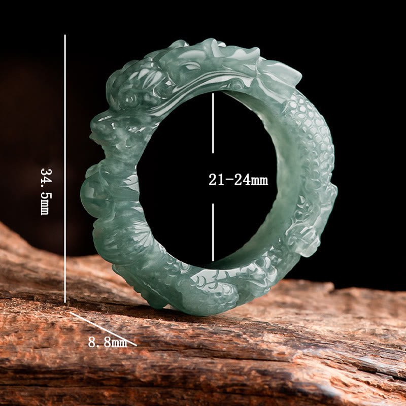 Anillo de éxito con dragón de jade natural de Buddha Stones - image 9