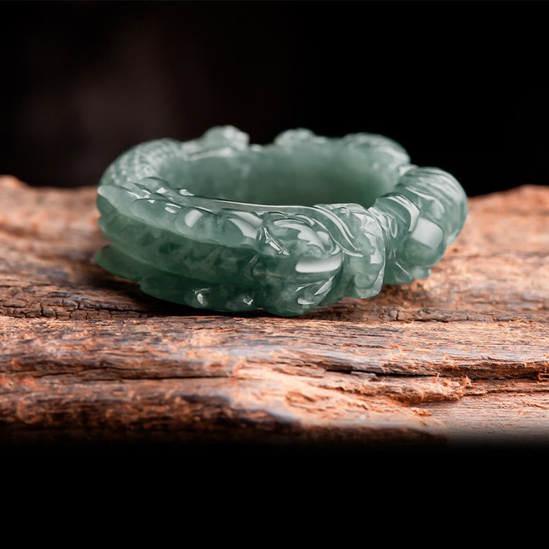 Anillo de éxito con dragón de jade natural de Buddha Stones - image 3