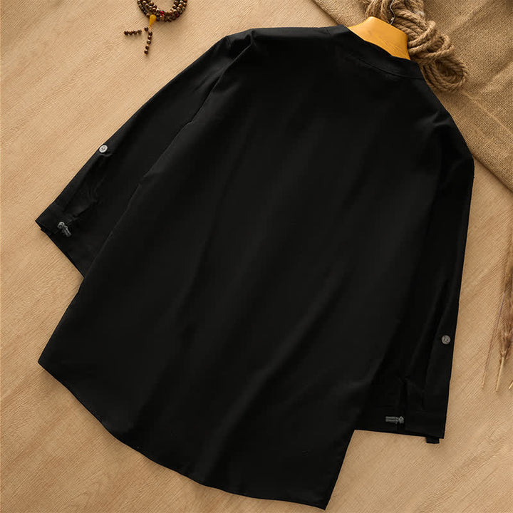 Buddha Stones Camisas de manga larga para hombre de estilo Tang, informales, con botones de rana, para primavera/verano. - image 6