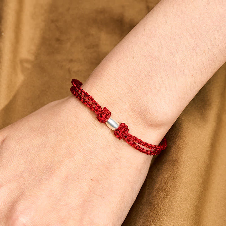 Buddha Stones Pulsera de plata de ley 925 con cuentas en forma de oliva y cordón rojo. - image 4